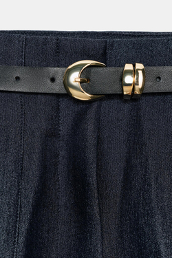 ZARA БРЮКИ С ВЫСОКОЙ ПОСАДКОЙ И РЕМНЕМ, ИНДИГО