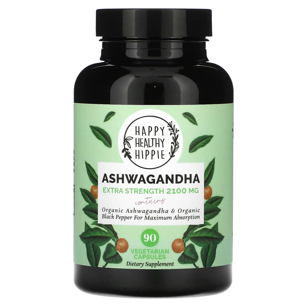 Happy Healthy Hippie, ашваганда, 2100 мг, 90 вегетарианских капсул