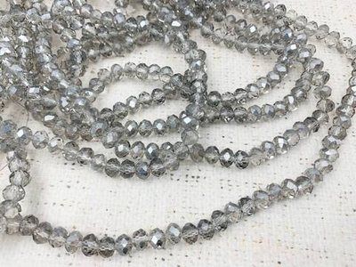 Бусины граненые Рондель, d 8 мм, 1 уп=10 нитей, 1 нить 40 см, серый