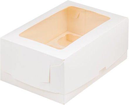 Коробка под капкейки с прямоугольным окошком 250*160*100 мм (6) (белая)