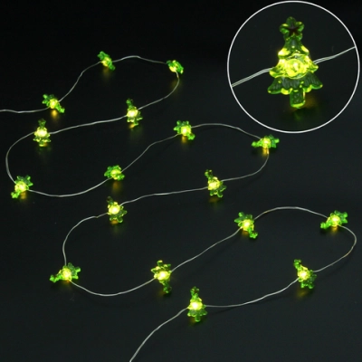 Гирлянда для дома «Ёлочка новогодняя» (2,9*1,8см) на батарейках 2,0 м 20 ламп LED, 1 реж., IP-20, Теплый белый (батарейки CR2032)