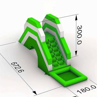 Надувная лестница для бассейна из ПВХ с бассейном, зелёный, 6,7*1,8*3 м