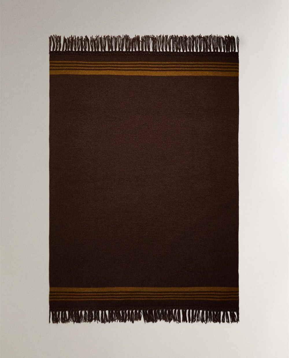 Zara Home - Вязаное одеяло с бахромой, коричневый, 140x190 см