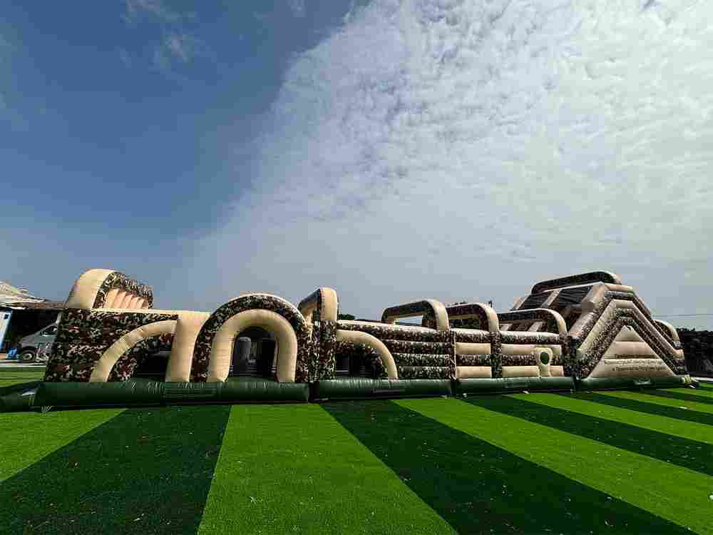 Надувная полоса препятствий «Патриот», 4 блока, 22х4х5 м