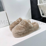 Мюли Chanel женские меховые в бежевом цвете