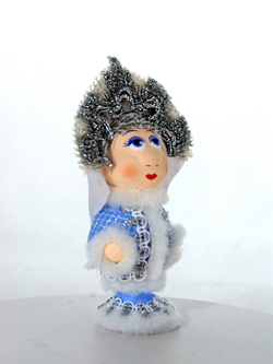 Кукла потешка Снегурочка. Игрушка фарфоровая ручной работы. Новогодний подарок
