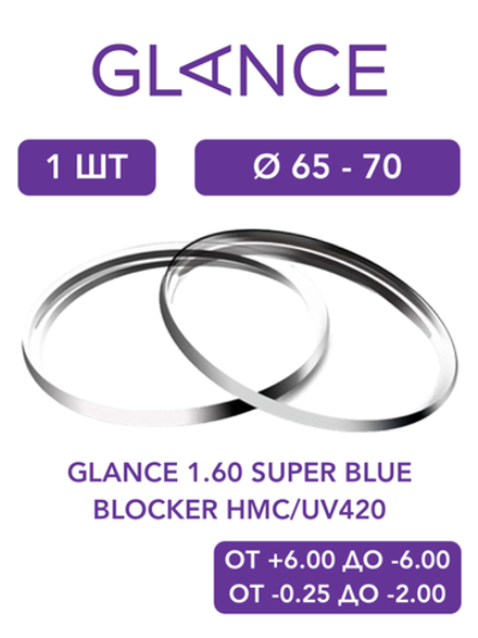 Линза для очков Glance 1.60 Super Blue Blocker HMC/UV420