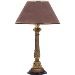 Настольная лампа Испанская Колонна Бронза с абажуром №38 Кофе-2