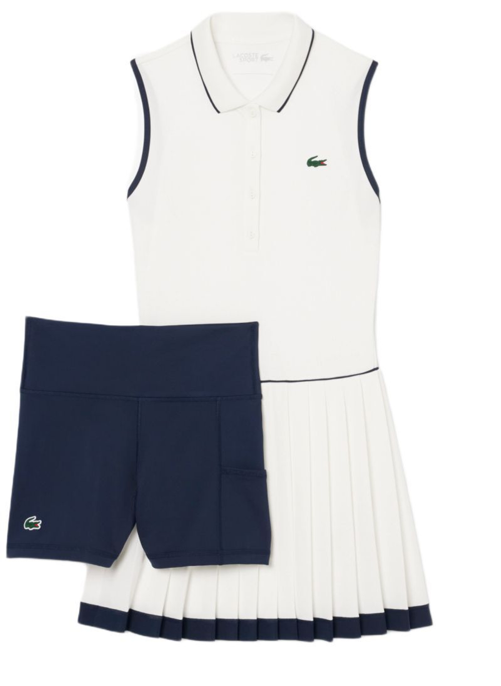 Теннисное платье Lacoste Ultra Dry Tennis Heritage - white/navy blue