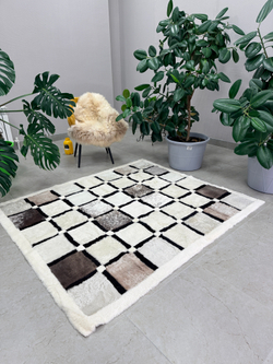 Ковер прямоугольный натуральный мех овчина, 210 х 170 см.