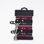 Оковы кожаные Crazy Handmade черно-розовые с цепочкой