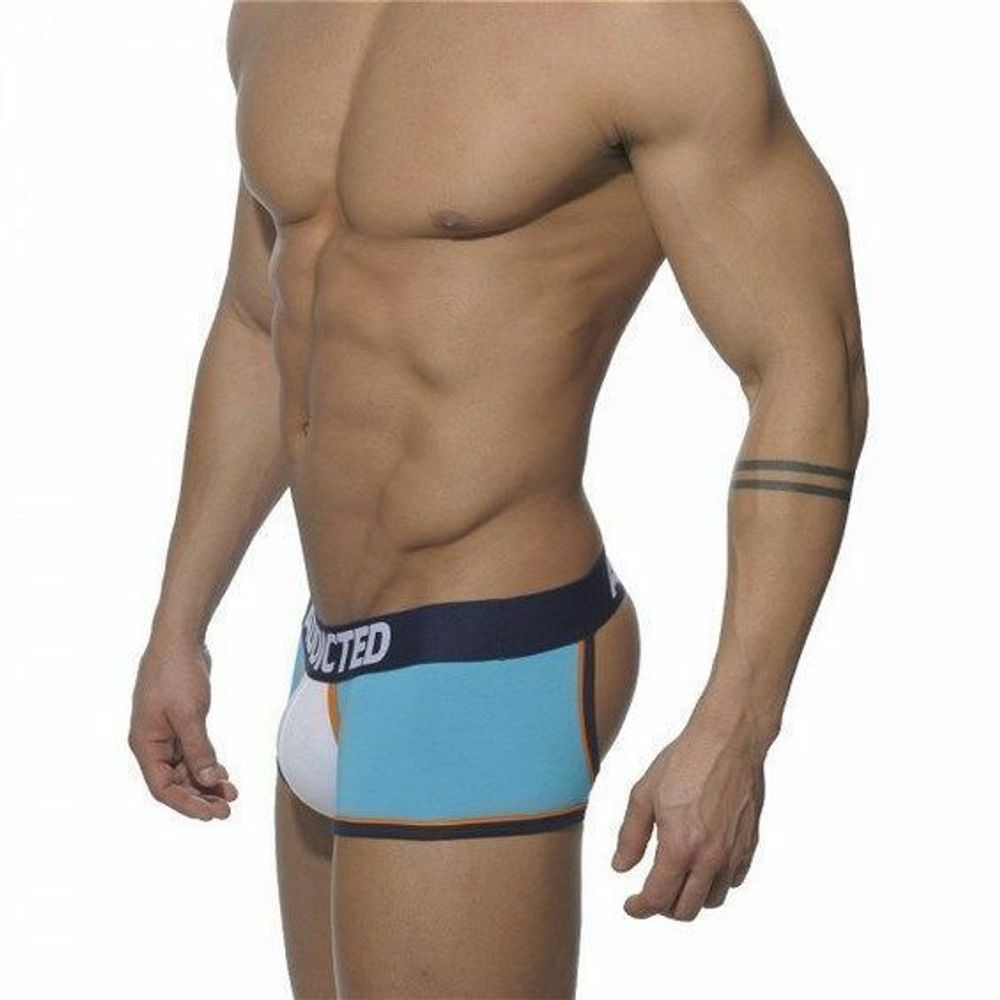 Мужские трусы джоки боксеры голубые с белой вставкой Seobean Addicted
