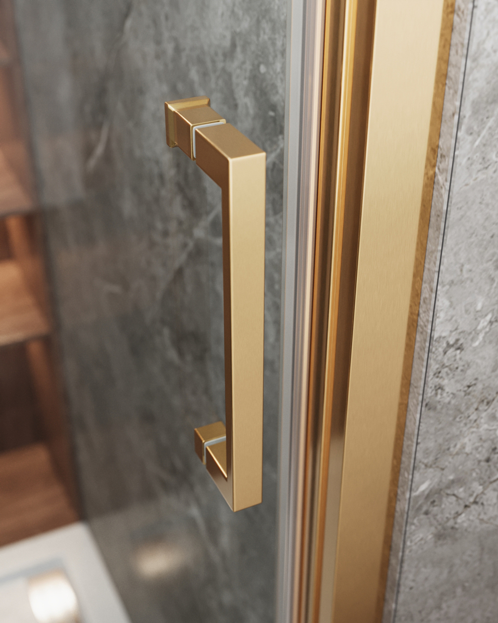 Душевая дверь CEZARES MOLVENO-BF-3-120-C-BORO-IV, 120х195, профиль брашированное золото, прозрачное стекло