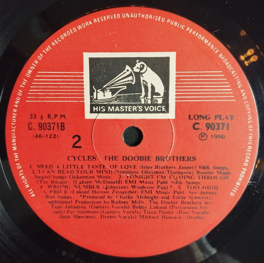 Винтажная виниловая пластинка LP The Doobie Brothers Cycles (Индия 1990)