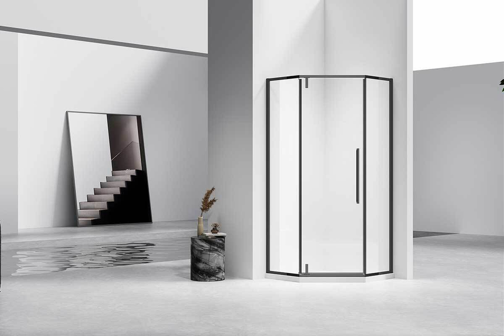 Душевой уголок Slim-N VSP-4SN100CLB, 1000*1000, черный, стекло прозрачное