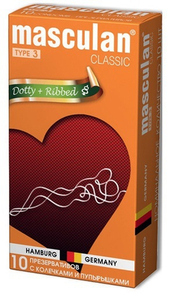 Презервативы Masculan Classic с колечками и пупырышками (Dotty+Ribbed)