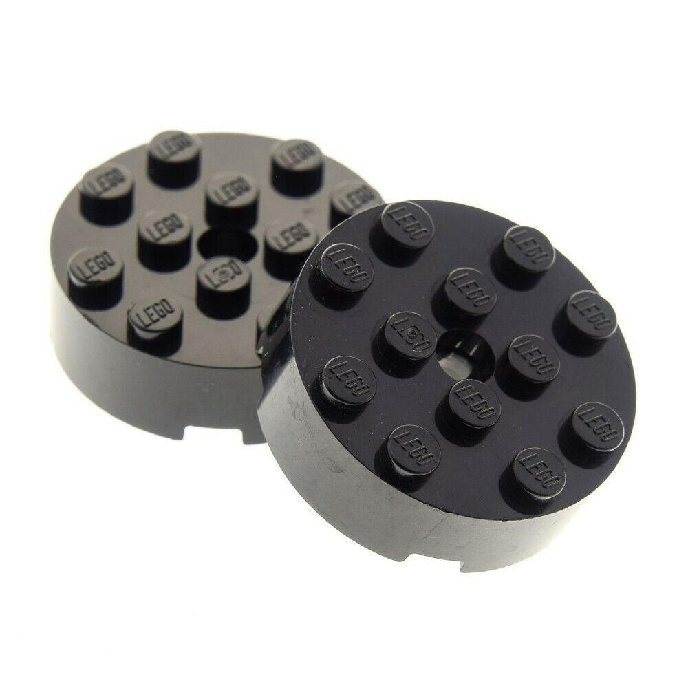 Lego 100шт Кирпич 4x4 круглый с отверстием (черный) 87081 / 4558957