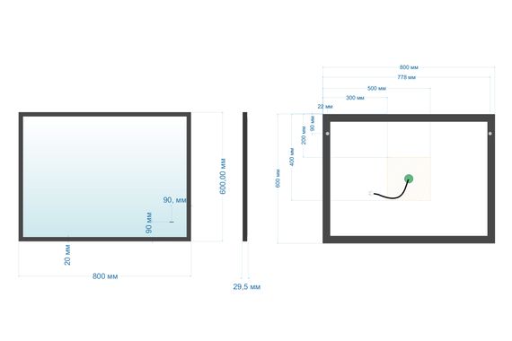 Зеркало ABBER See AG6110SCL-0.8 с подсветкой, бесконтактный выключатель, диммер, черный