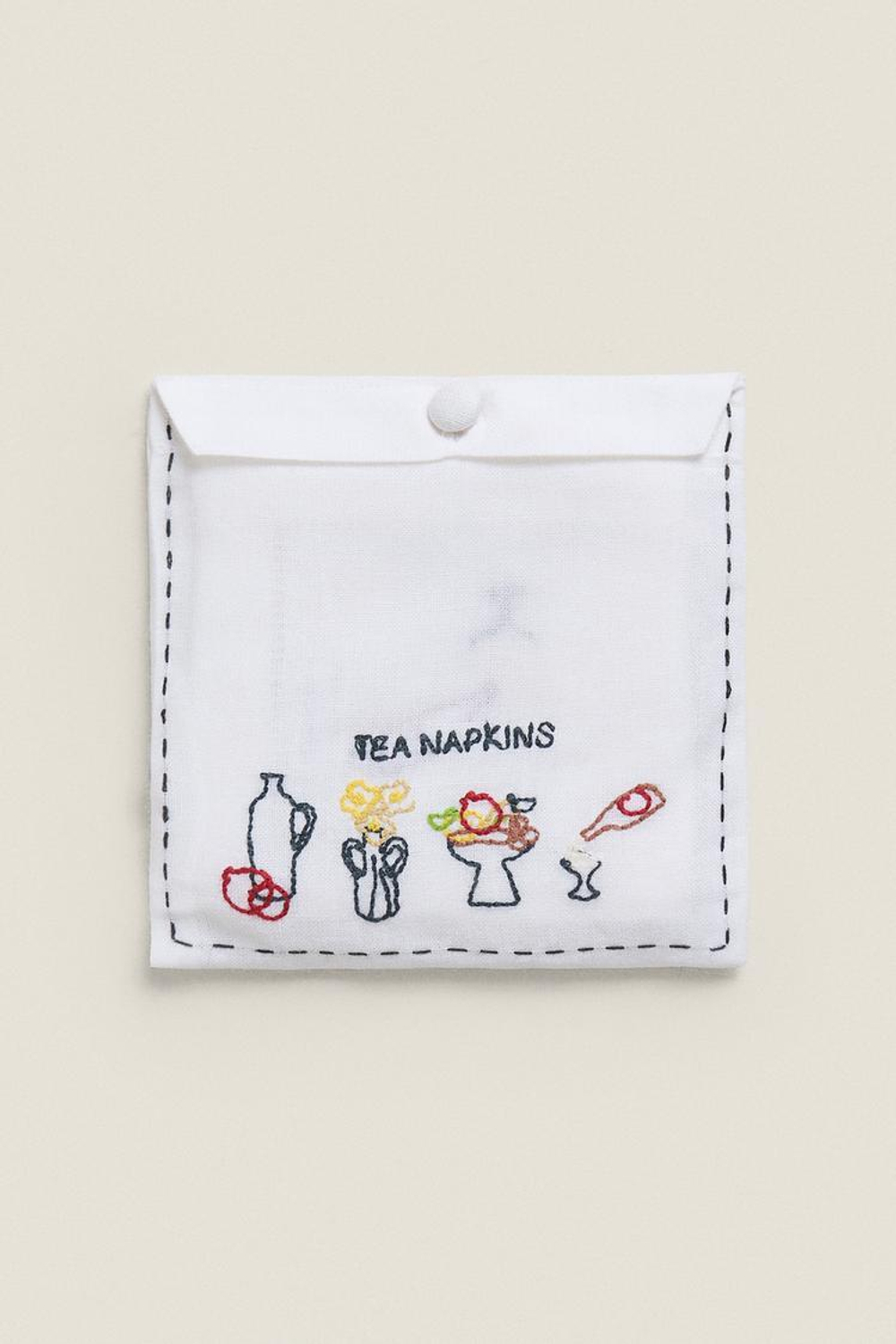 ZARA HOME САЛФЕТКА С ВЫШИВКОЙ (4 В УПАКОВКИ), СИНИЙ