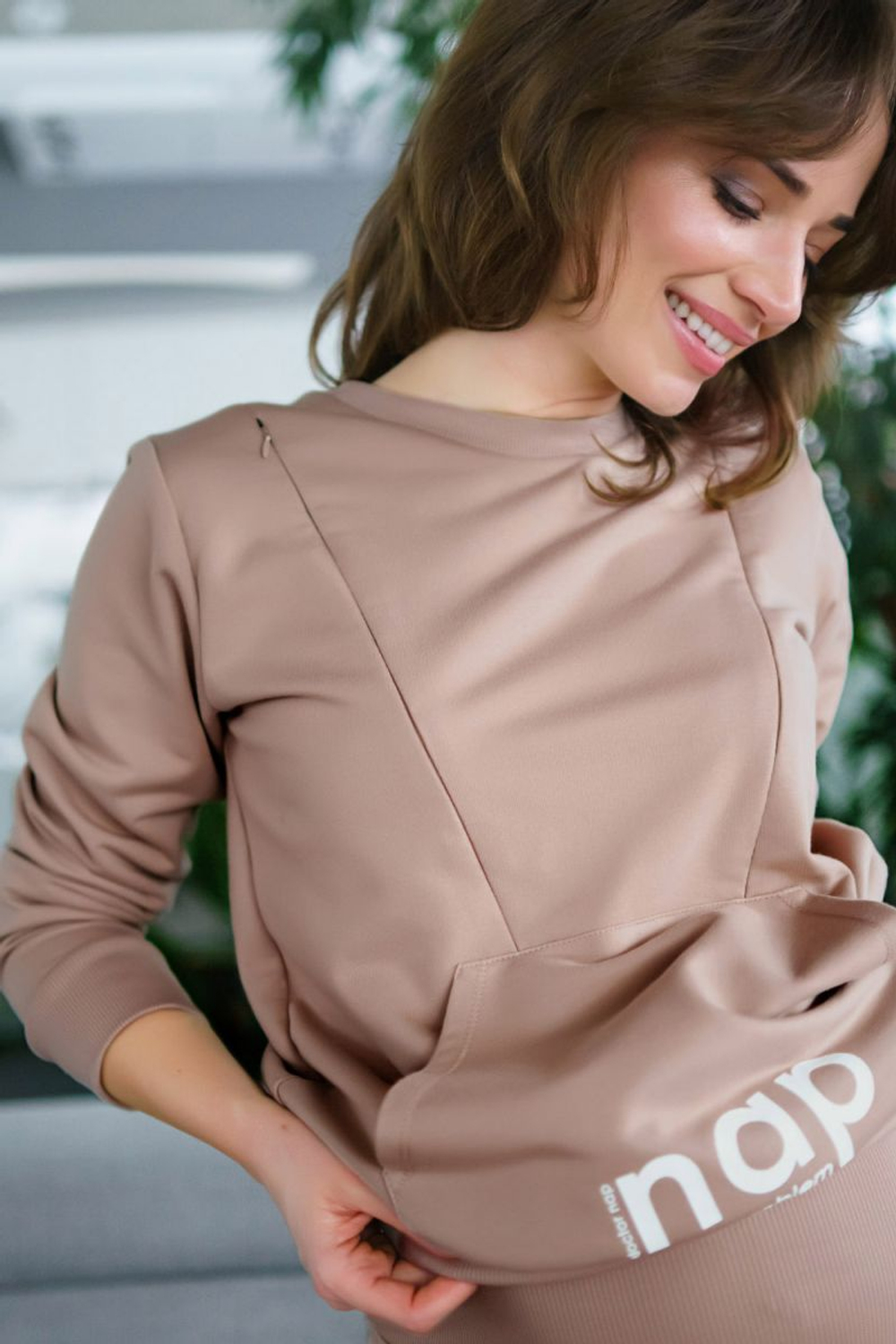 Стильный свитшот для беременных и кормящих мам (Размер: M) (Цвет: черный)