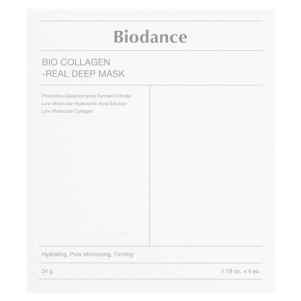 Biodance, Bio Collagen-Real Deep Beauty Mask, 4 шт. По 34 г (1,19 унции)