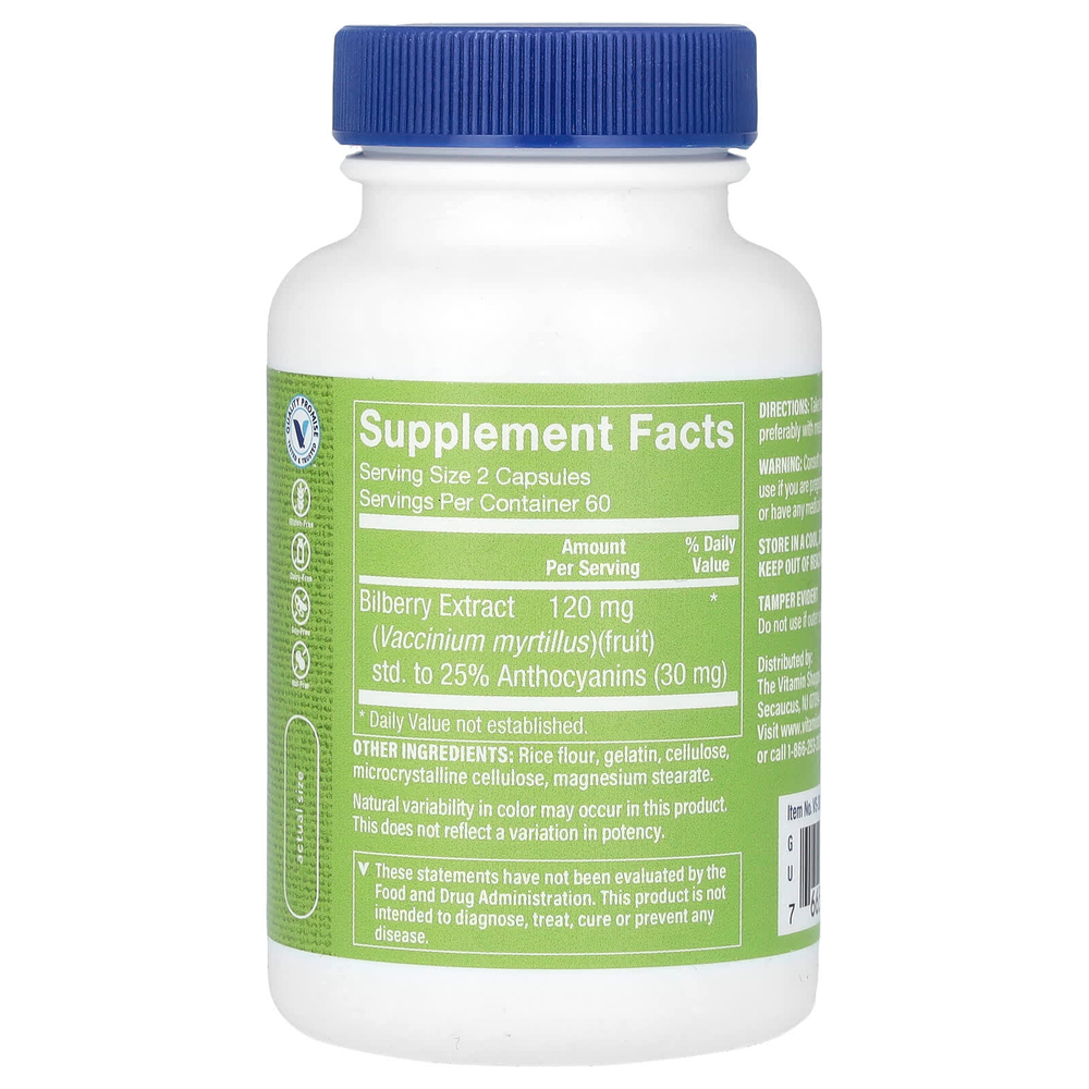 The Vitamin Shoppe, экстракт черники, 120 капсул (60 мг в 1 капсуле)