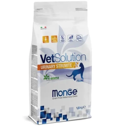 Сухой корм диетический Monge VetSolution Cat Urinary Struvite Уринари Струвит при заболеваниях мочеполовой системы и струвитном течении МКБ 1,5 кг
