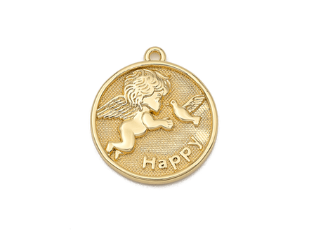 Подвеска круглая "Happy", 19мм