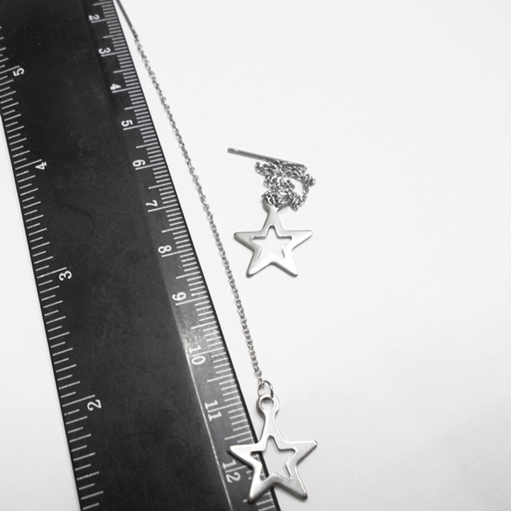Cерьги c цепочками (98мм) "Звёзды" для пирсинга ушей. Stainless Steel.