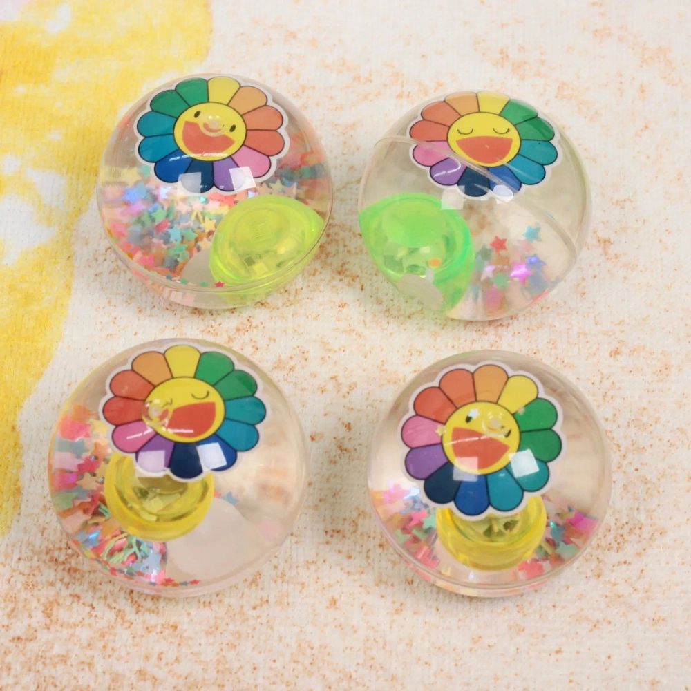 Мяч 6,5 см «Радужный цветочек» (попрыгун с водой и подсветкой) СТИКЕР НА ВЛОЖЕНИЕ