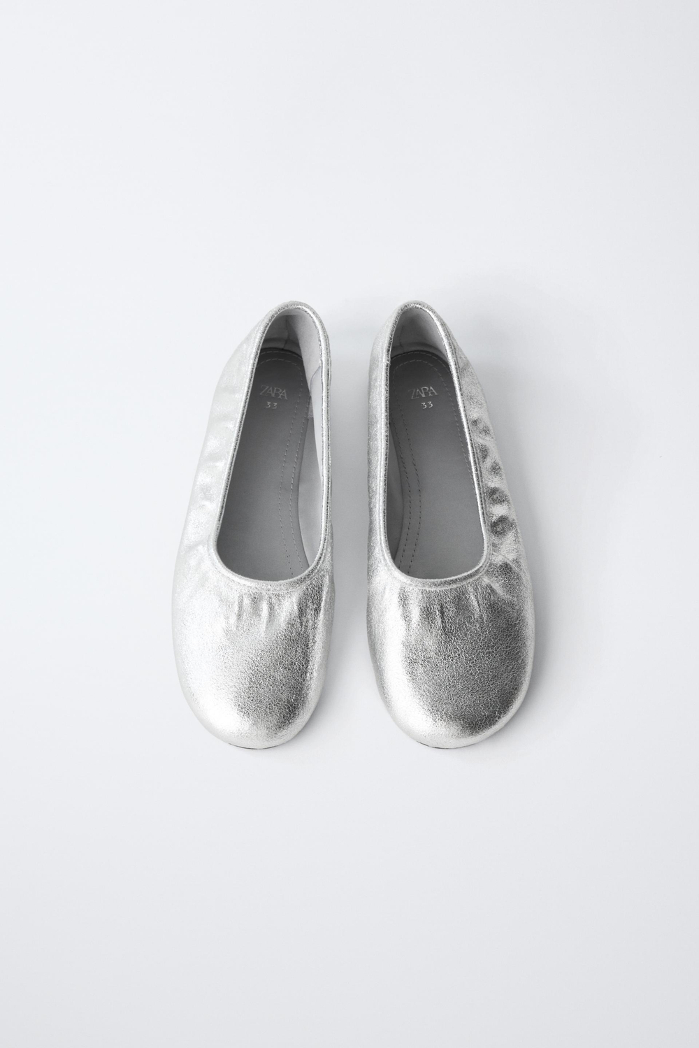 ZARA БАЛЕТКИ, СЕРЕБРИСТЫЙ