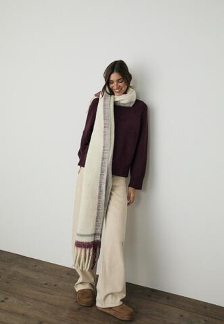 STRADIVARIUS Шарф с цветной каймой, экрю