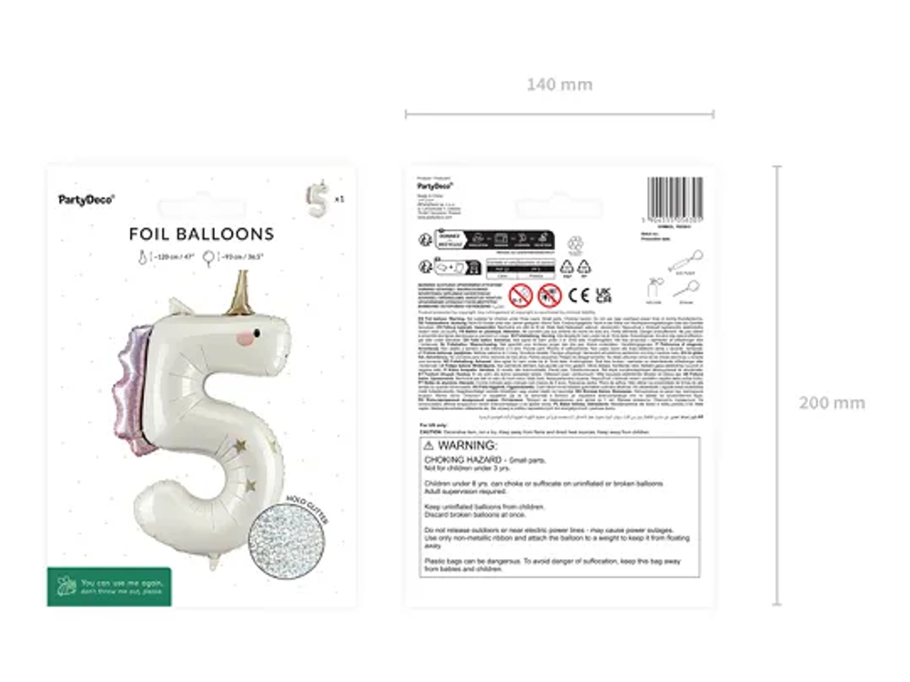 Шар "Цифра 5" (Единорог) (105см)