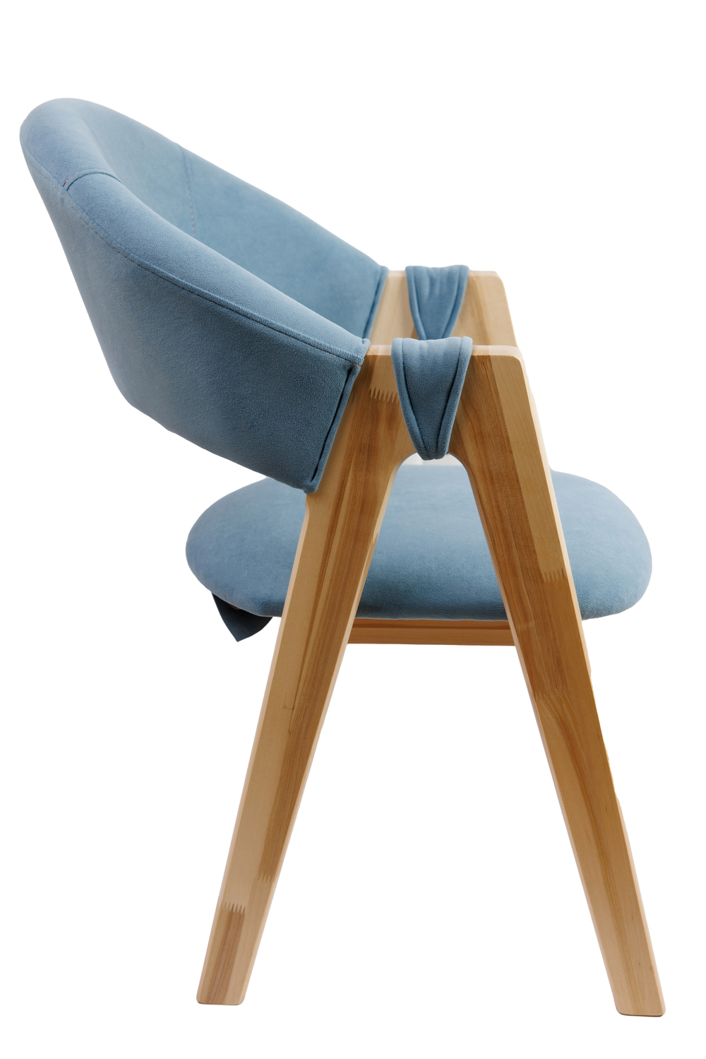 Стул обеденный (гнутая спинка) (голубой велюр/лак) 56х64хв85