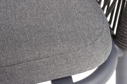 "Лион" стул плетеный из роупа, каркас из стали темно-серый (RAL7024) муар, роуп темно-серый круглый, ткань темно-серая 027
