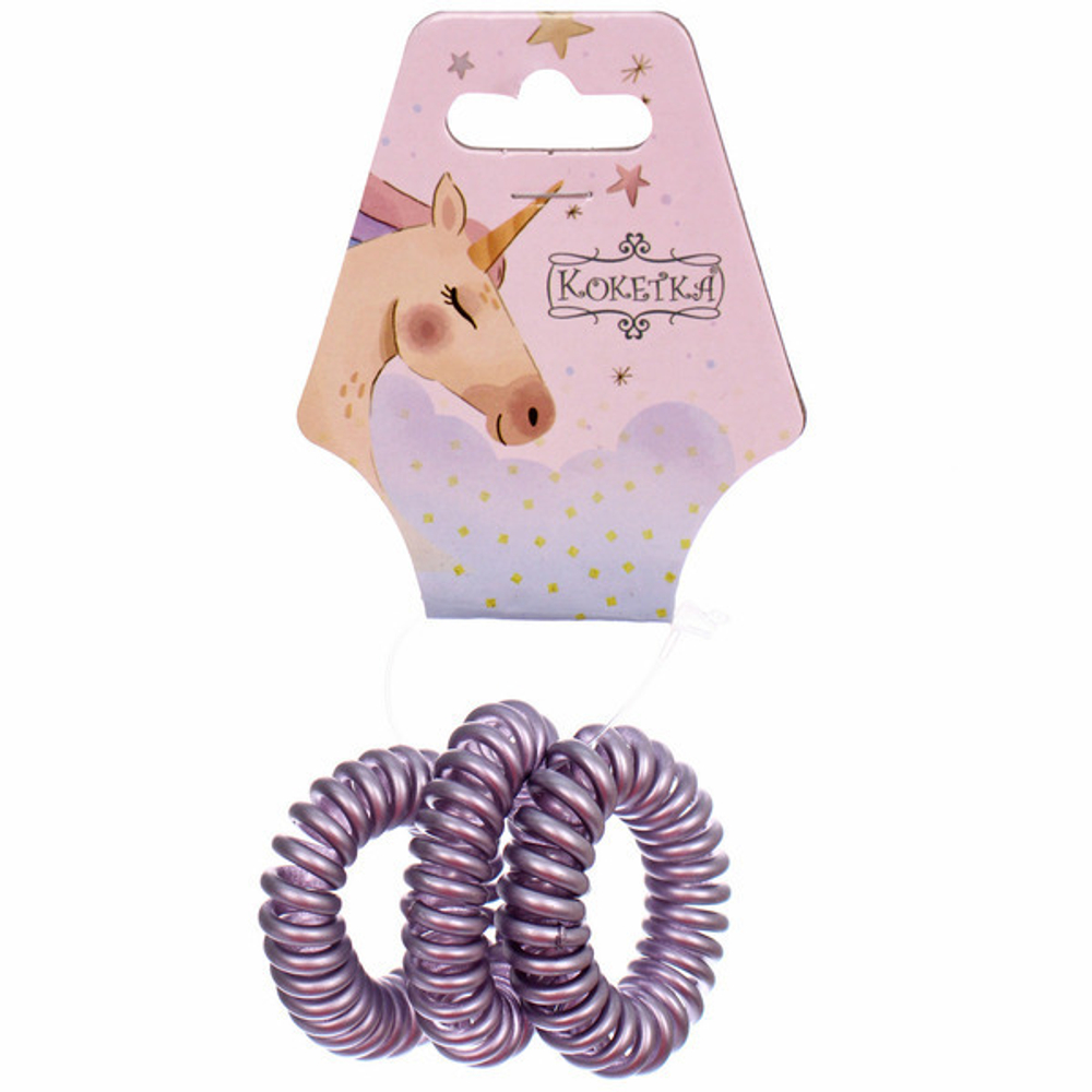 Резинки для волос силиконовые 3шт «ЕЖЕВИКА», цвет лиловый, d-3,8см (Подвес Единорог)