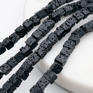 "Лава" бусины, куб, размер около 4,2-4,4 мм, цена за отрезок 19 см (1/2 нити)