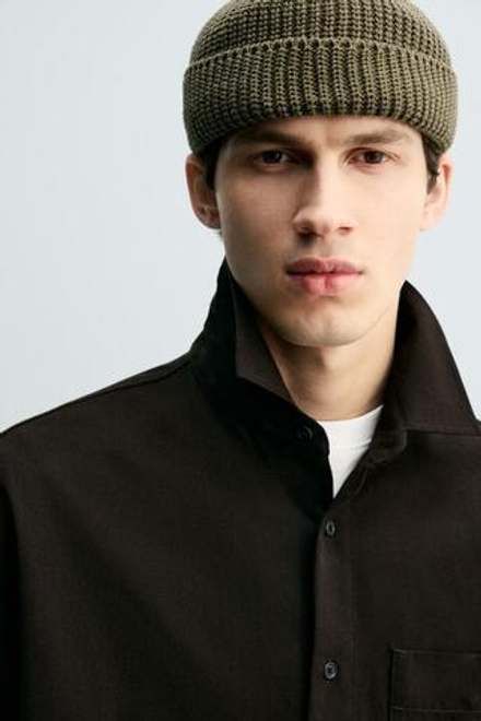 ZARA КОРОТКАЯ ШАПКА БИНИ, ХАКИ