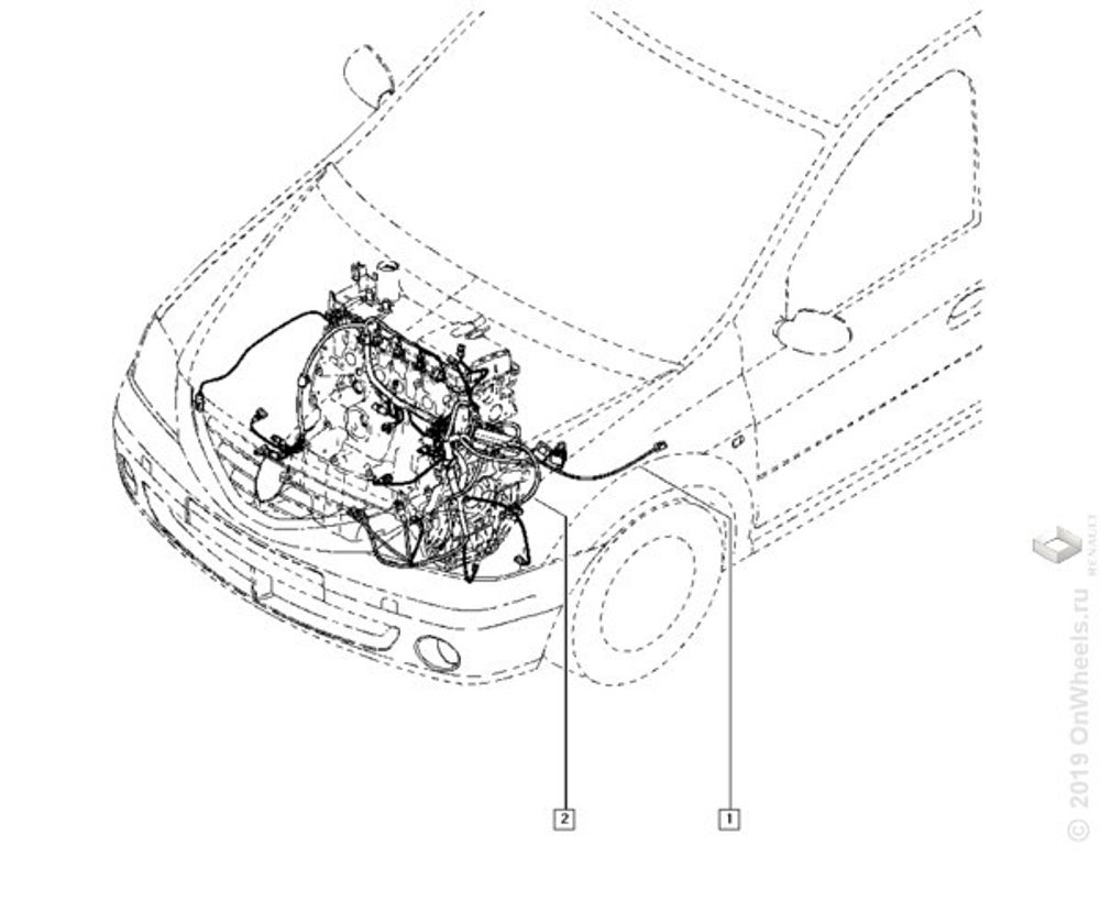 Электропроводка Renault Logan Sandero до 2014 г. подкапотная (Renault)