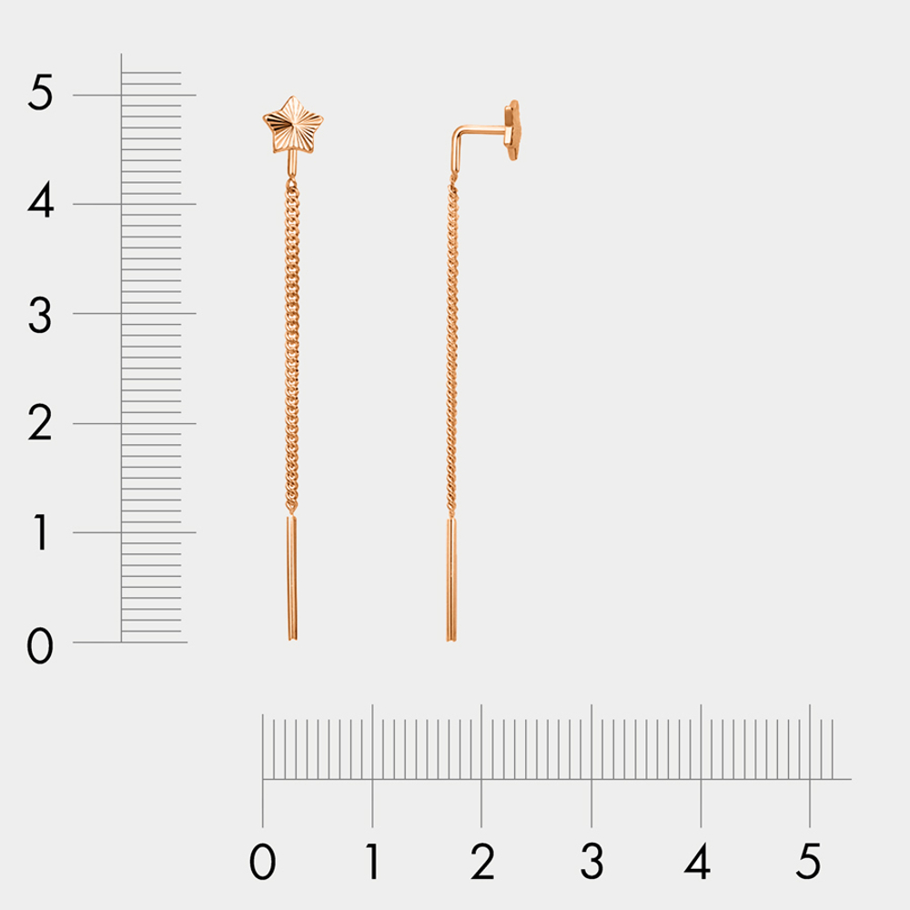 Серьги-продевки женские из розового золота 585 пробы без вставок (арт. 015512-1010)