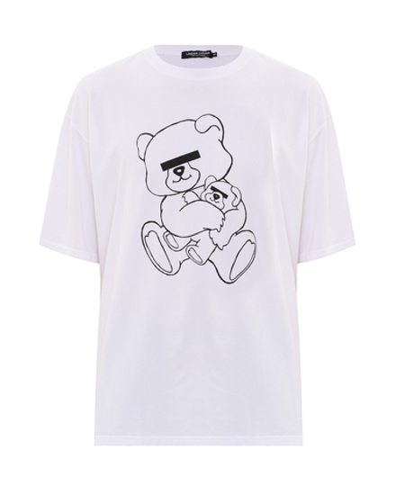 UNDERCOVER ФУТБОЛКА БЕЛАЯ БАЗОВАЯ ПРИНТ BIG BEAR