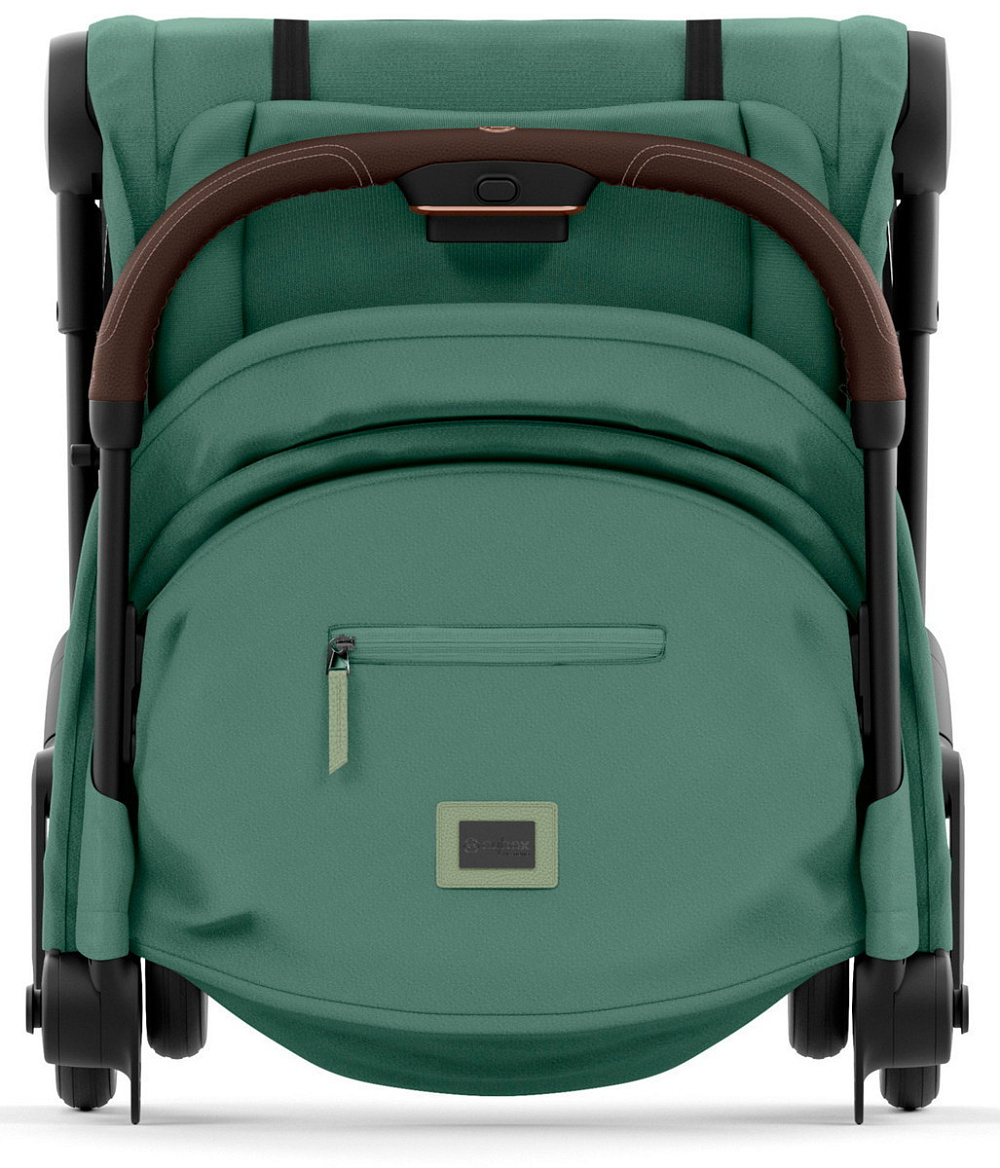 Коляска Cybex Coya Rosegold Frame Aton S2 i-Size Moon Black Leaf Green с дождевиком и бампером