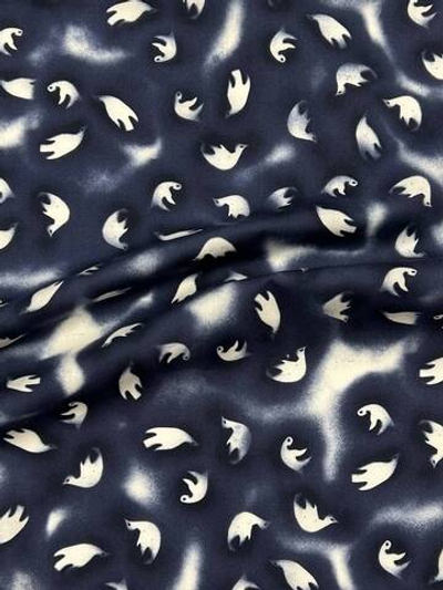 Хлопок Kenzo синий с белыми птицами