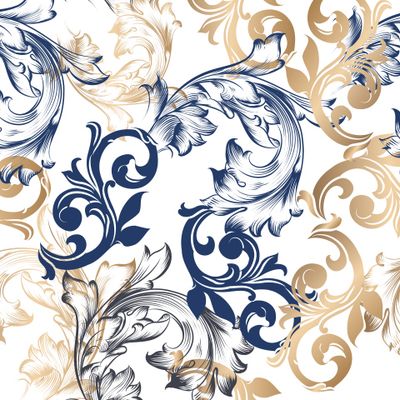 Белая ткань с золотыми узорами ретро античный принт