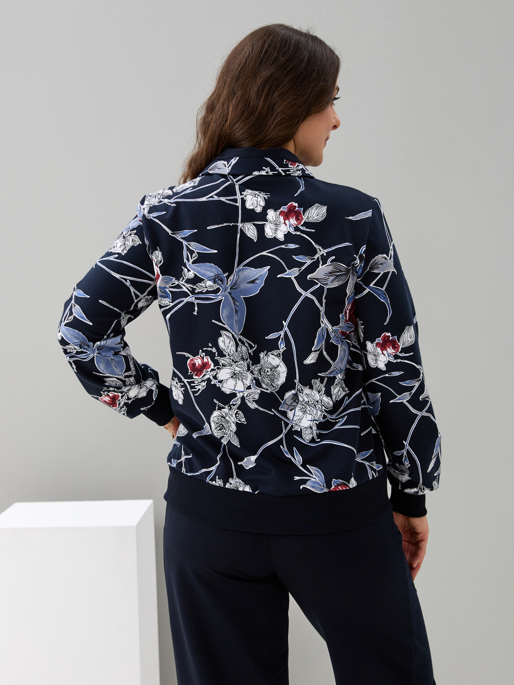 Костюм с брюками КБ-184/синий-плетистаяроза