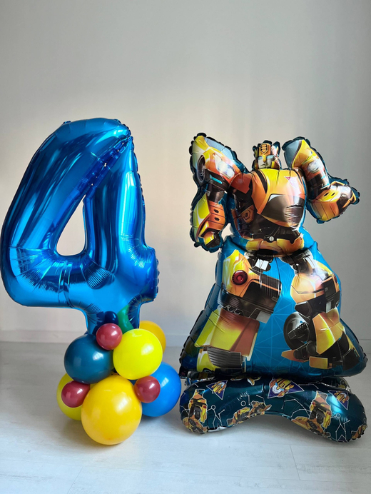 Воздушные шары Трансформер Бамблби желтый/синий/красный №3415