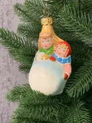 Елочное украшение Дети со снегом, стекло, Витус (46314)