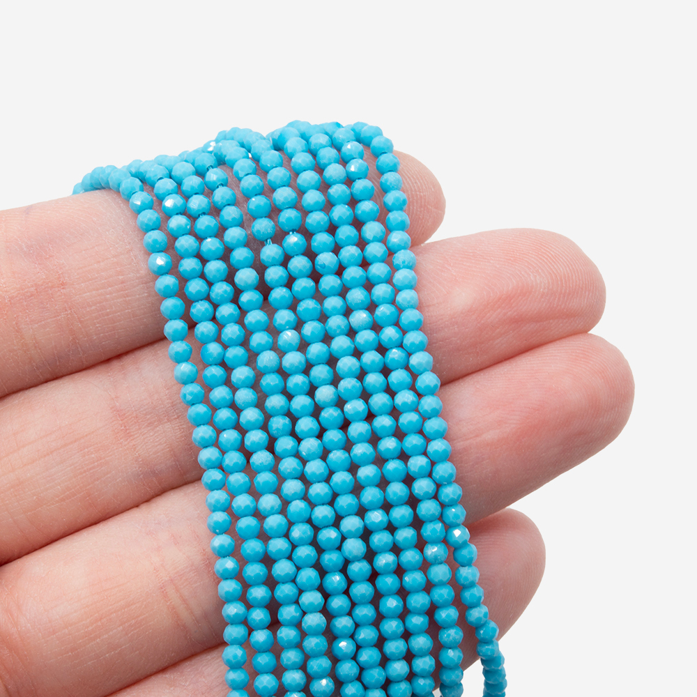 Бирюза голубая (имитация), 2мм, шар, микроогранка