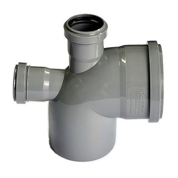 Отвод ПВХ с двумя патрубками(фронт+прямой) Д.110/50 90 гр.