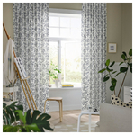 Комплект штор IKEA DOVREFIBBLOR (ДОВРЕФИББЛОР), Белый с рисунком, 145x250 см, 2 шт